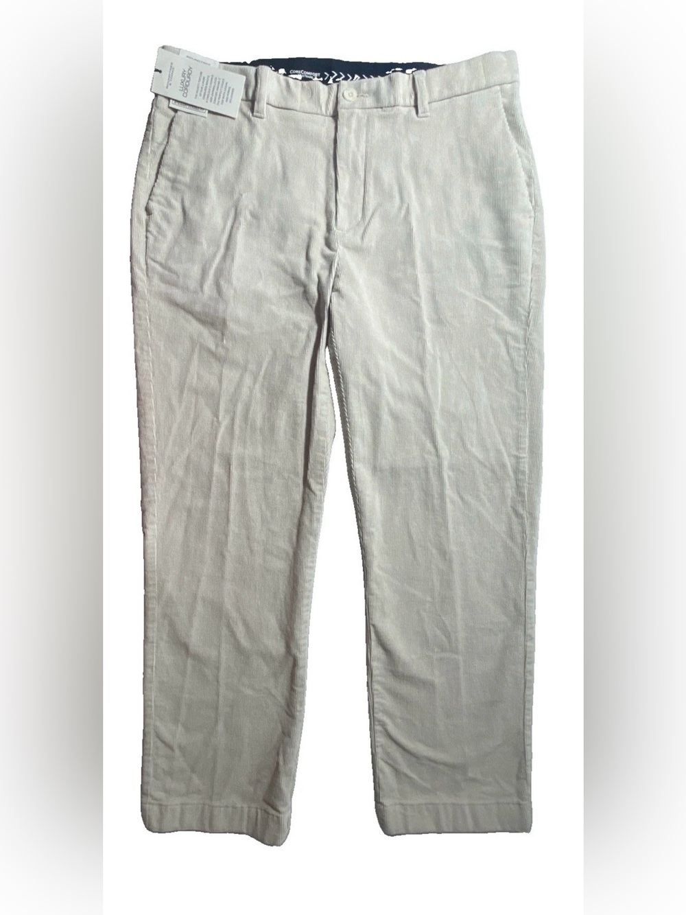 NEW- Mens Roundtree & Yorke Luxury Corduroy Pants Flat Cotton White $60